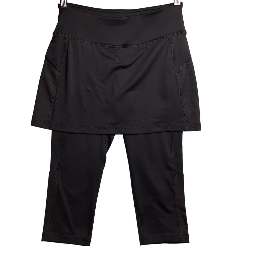 Tek Gear DryTek Black Athletic Skirted Crop/Capri Legging SZ S